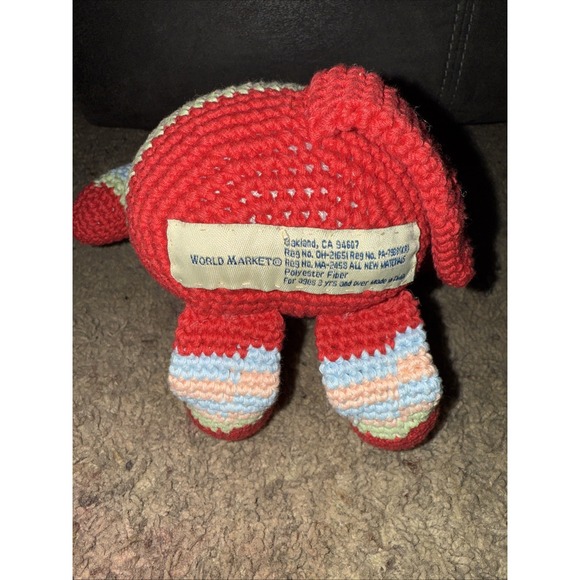 Vintage World Market Crocheted Red Striped Plush Monkey Unique Toy Collectors - Picture 4 of 4